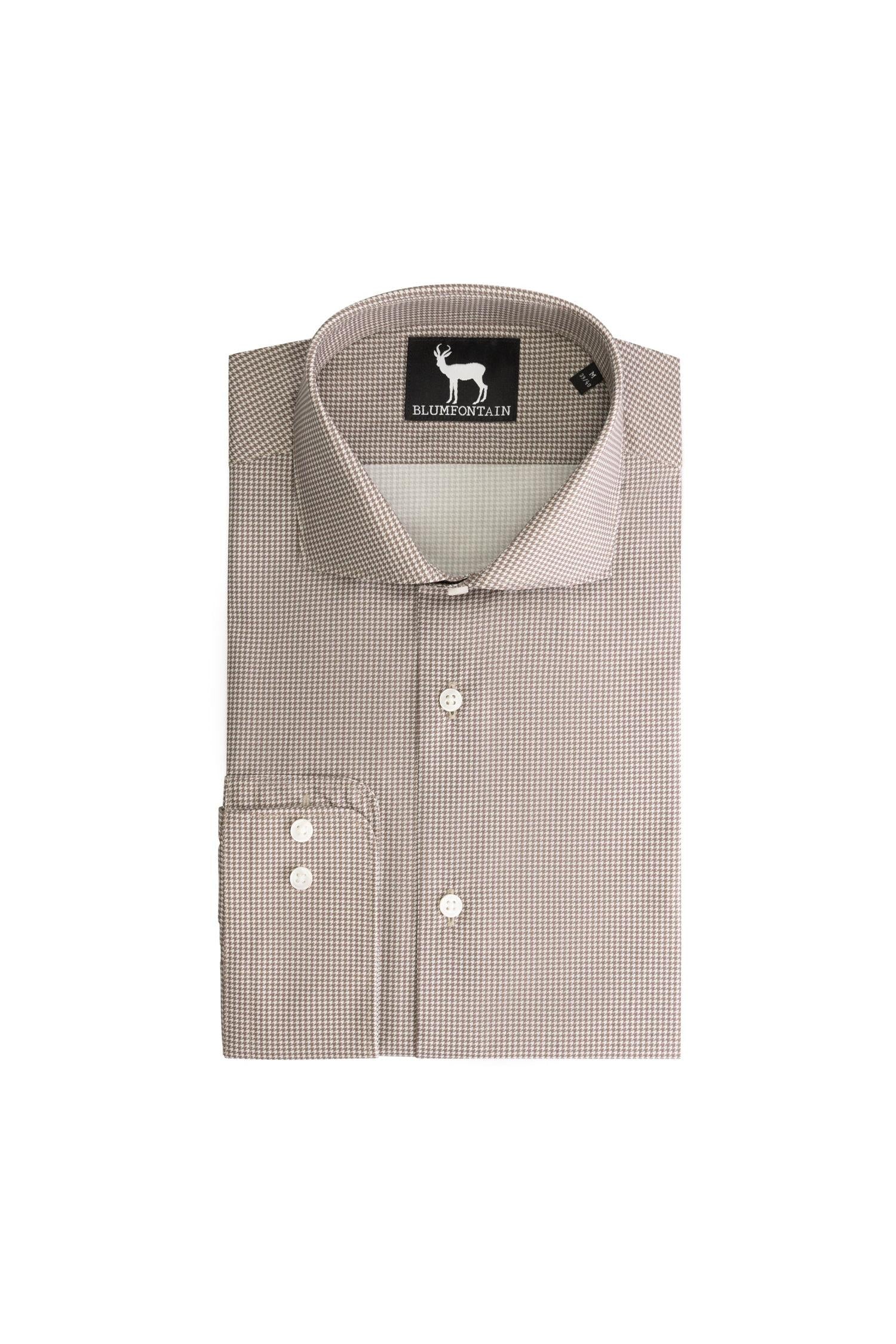 Overhemd Blumfontain pied-de-poule taupe