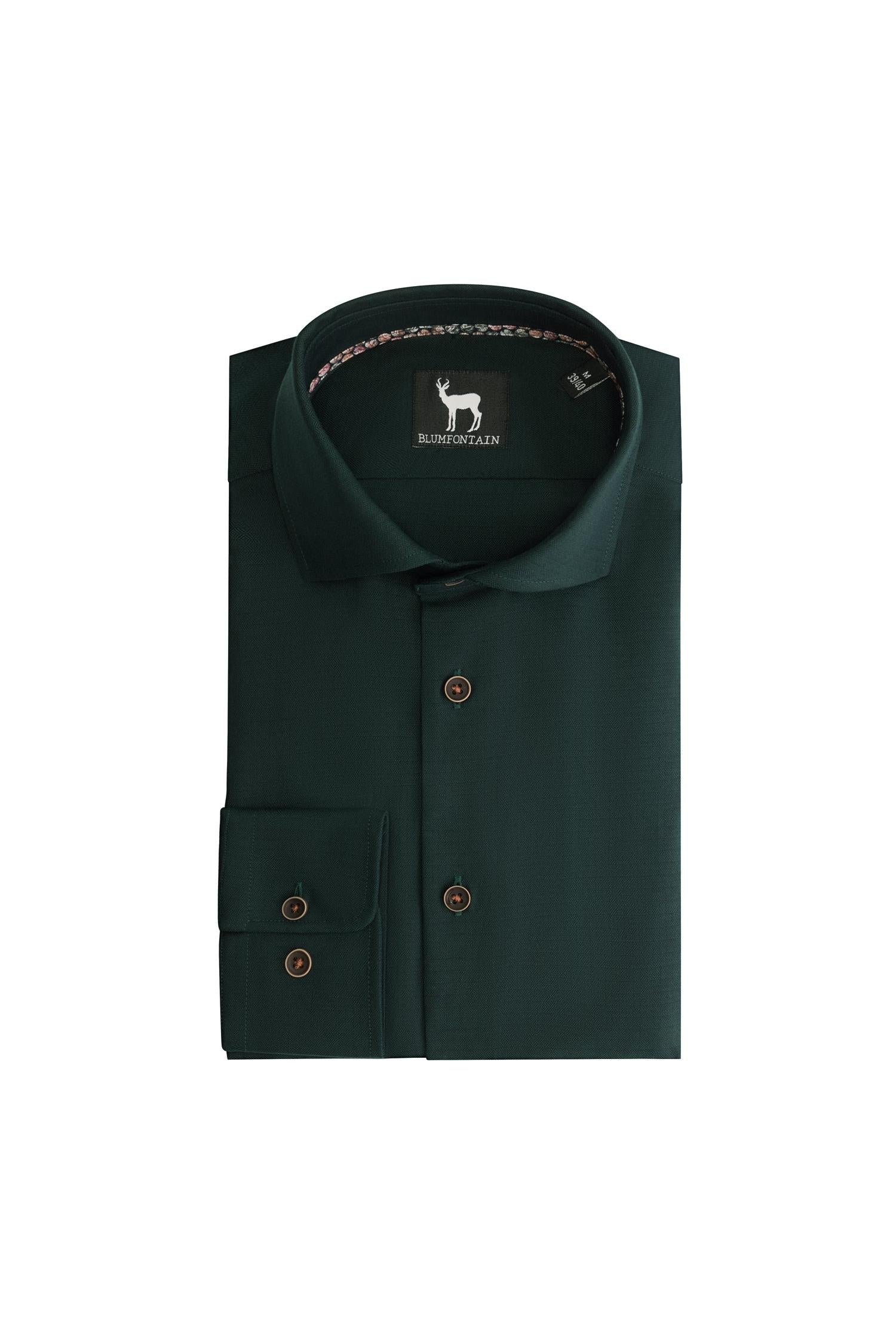 Overhemd Blumfontain uni donkergroen