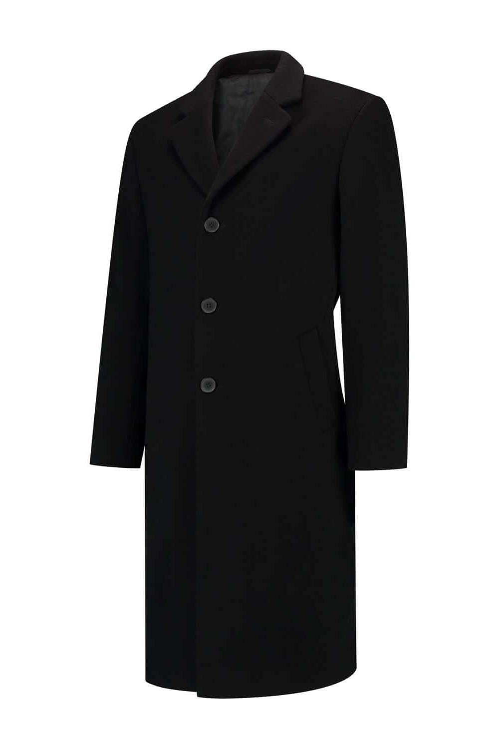 Overjas wol lang zwart
