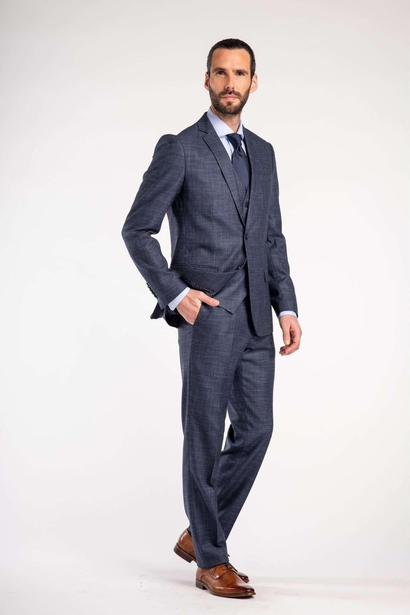 Pak 2-delig birdseye structuur blauw