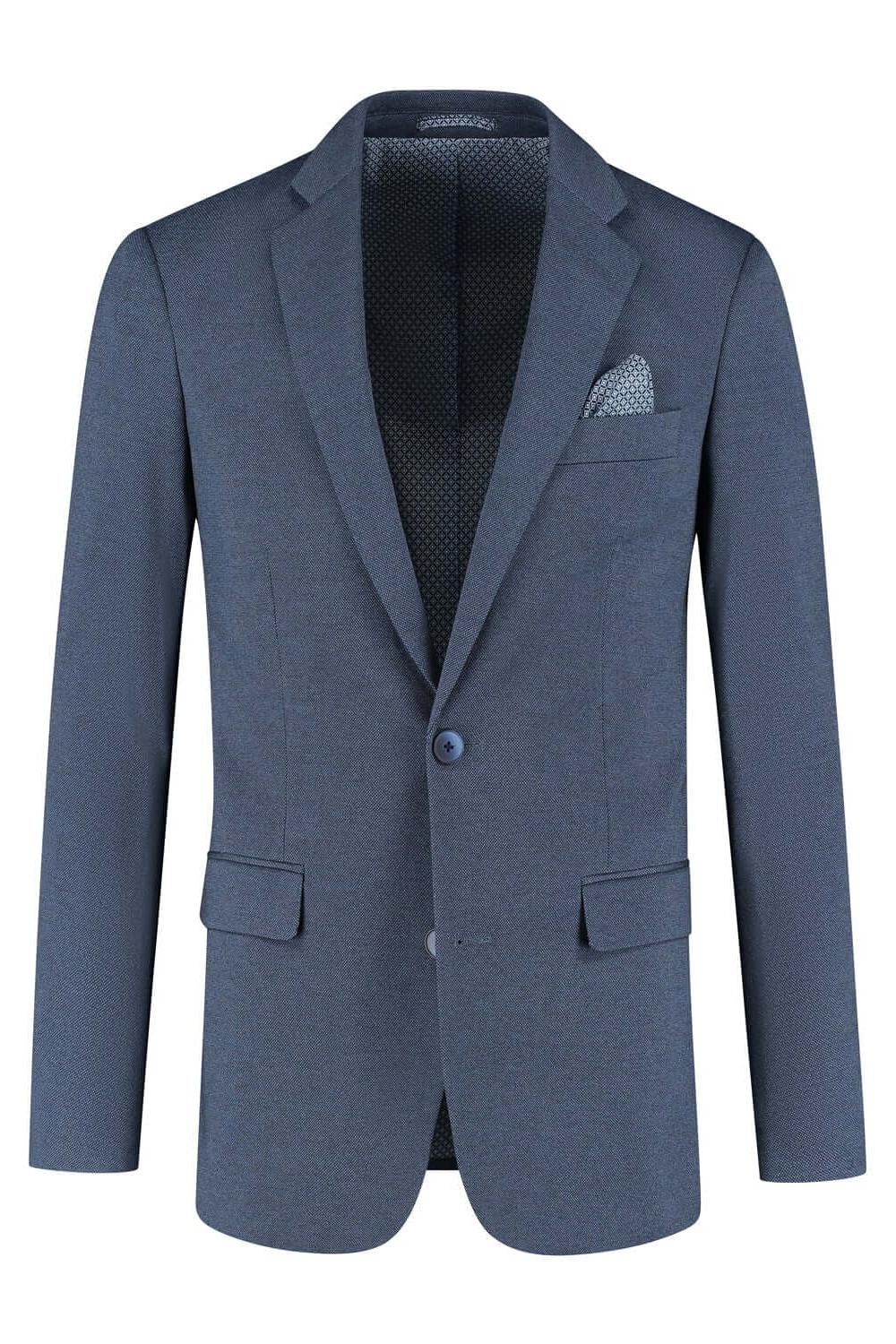 Pak Stretch Birdseye Blauw 2-delig