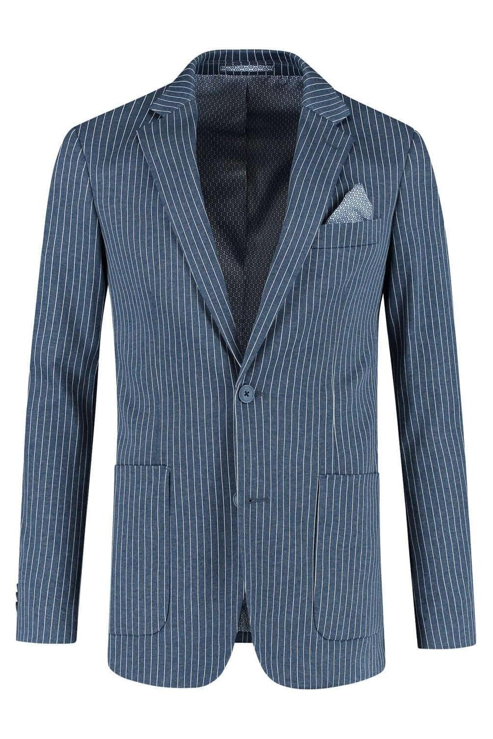 Pak krijtstreep denimblauw