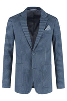 Pak krijtstreep denimblauw