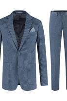 Pak krijtstreep denimblauw