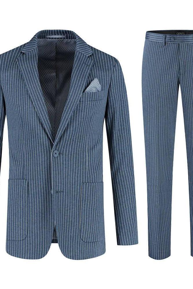 Pak krijtstreep denimblauw