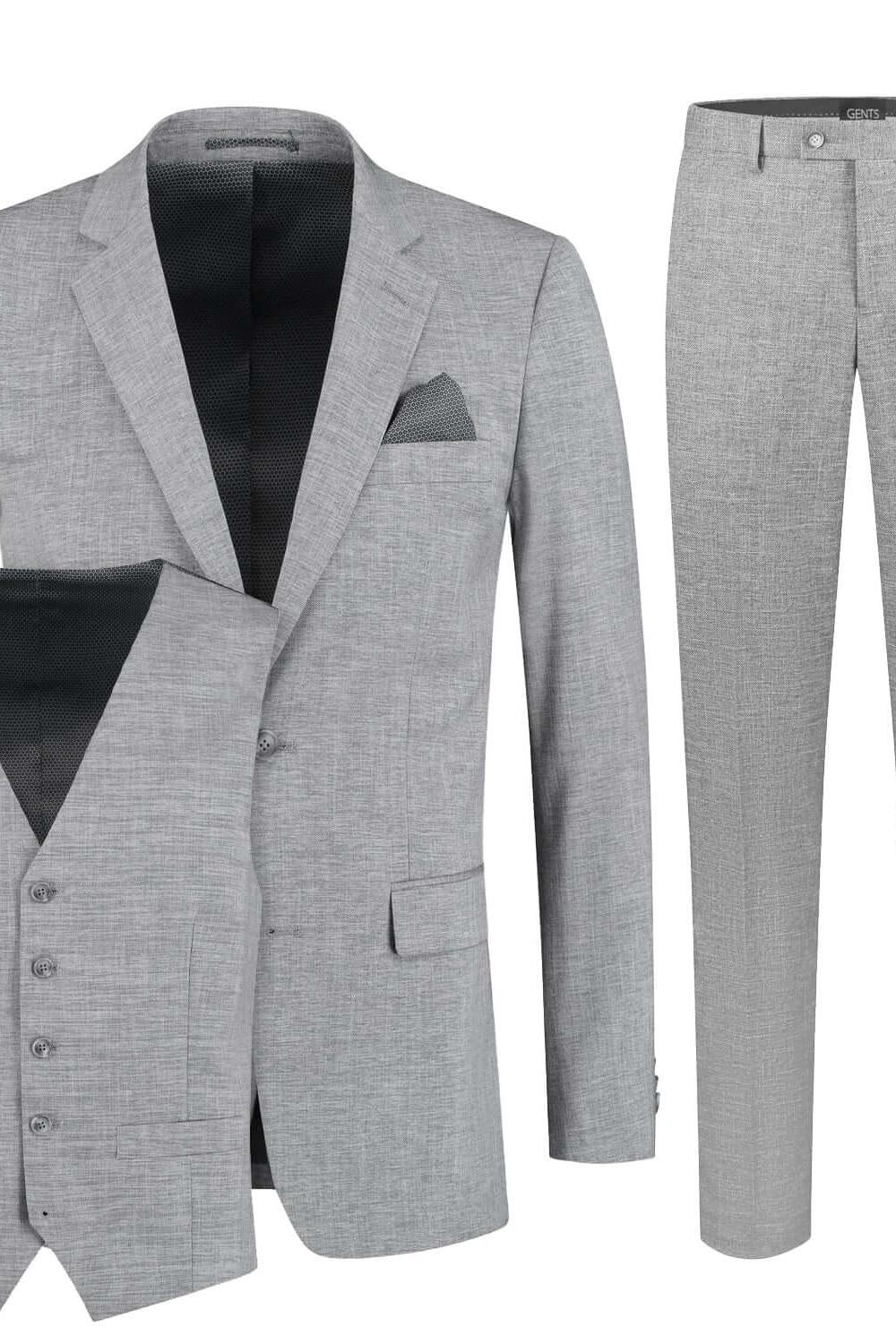 Pak linnenlook grijs 3-delig