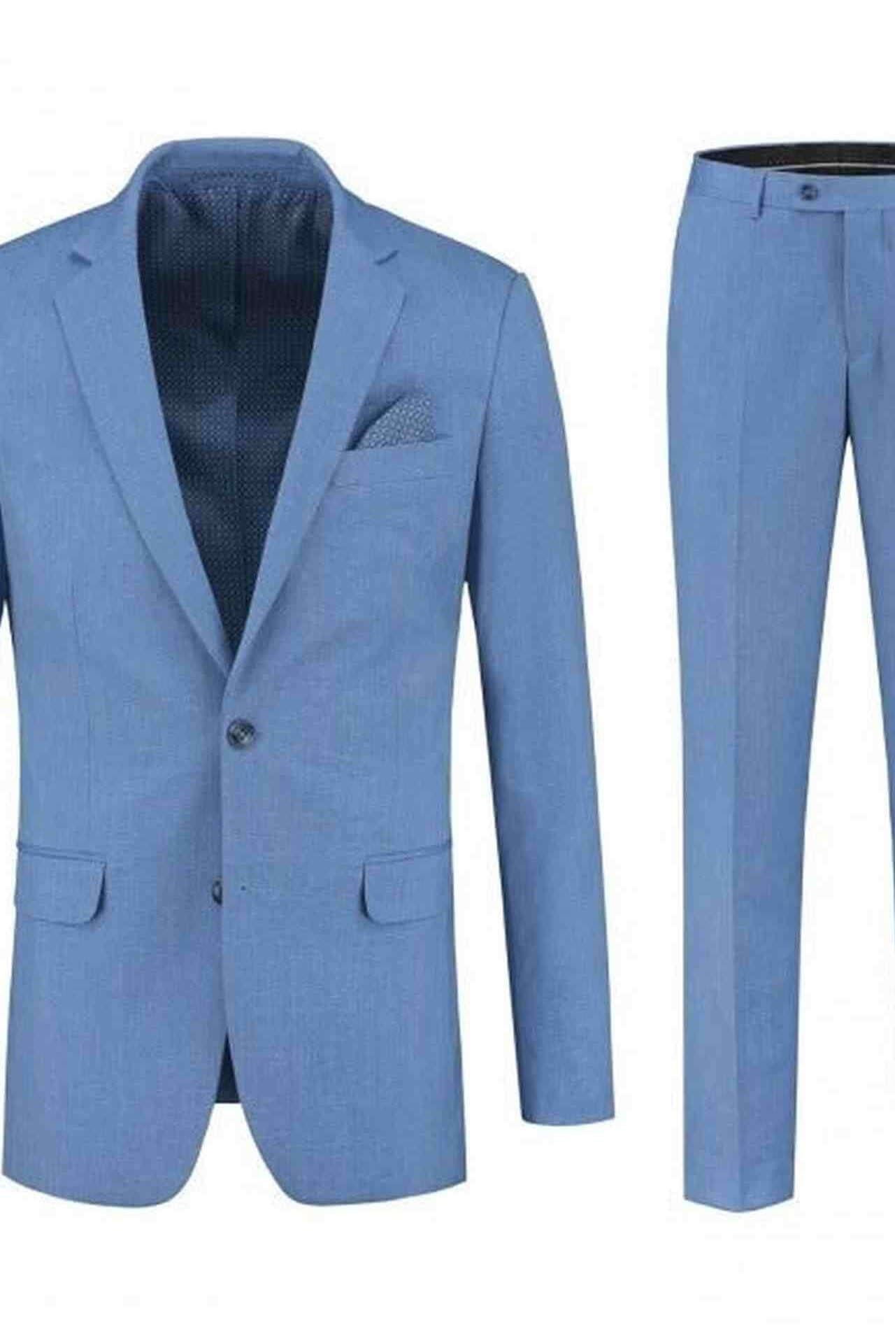 Pak linnenlook staalblauw 2-delig