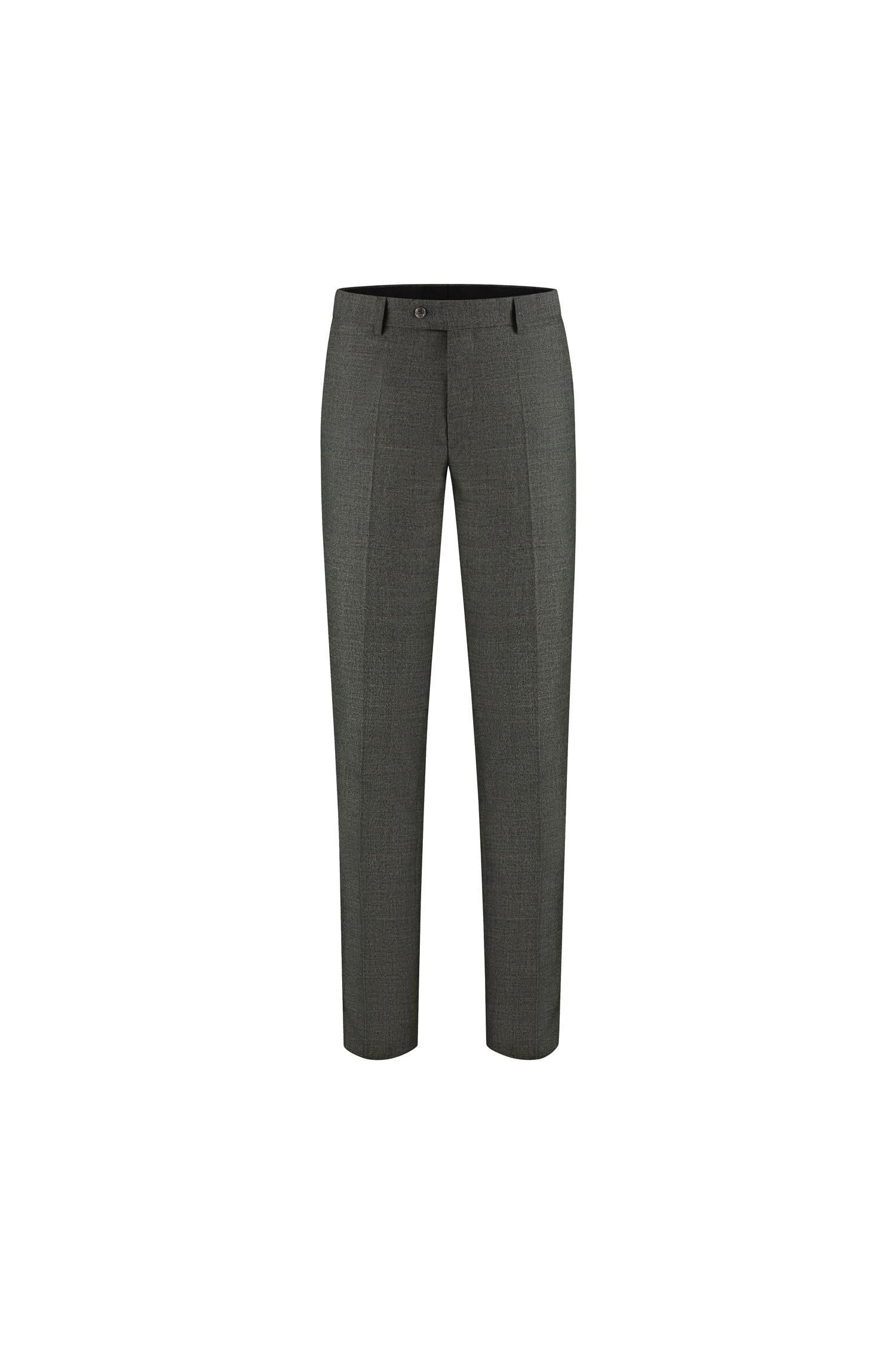 Pak melange donkergroen - donkergroen melange wolblend broek met klepzakken.