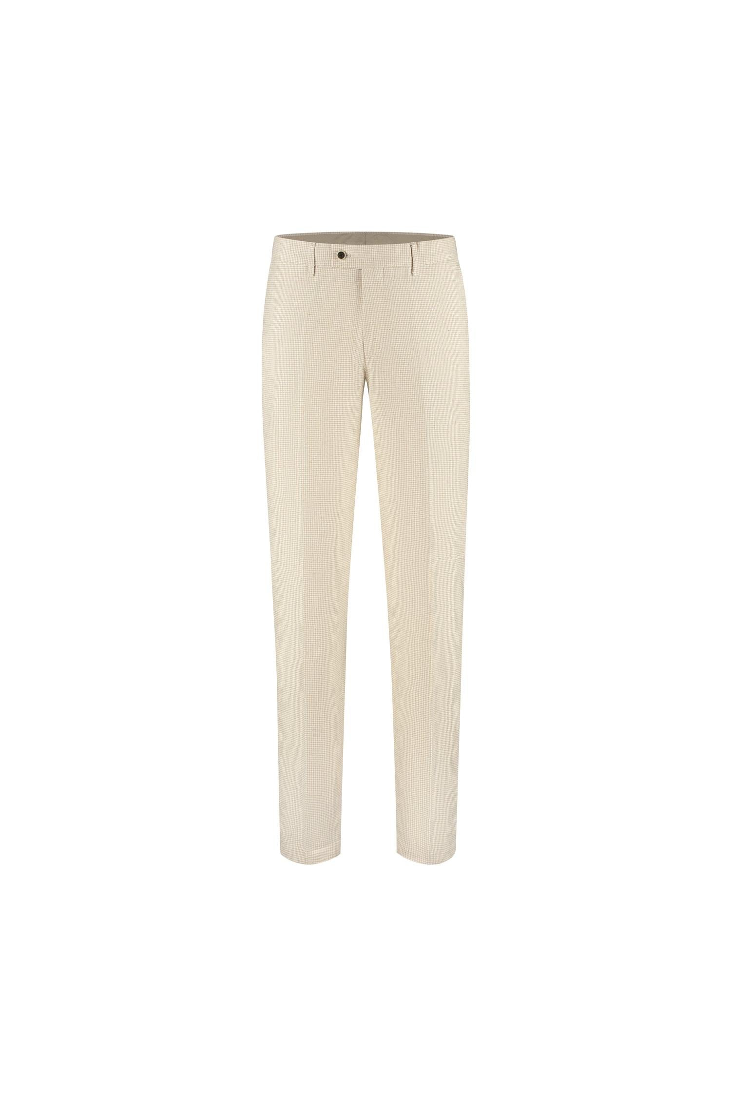 Pak pied-de-poule linnen-katoen beige