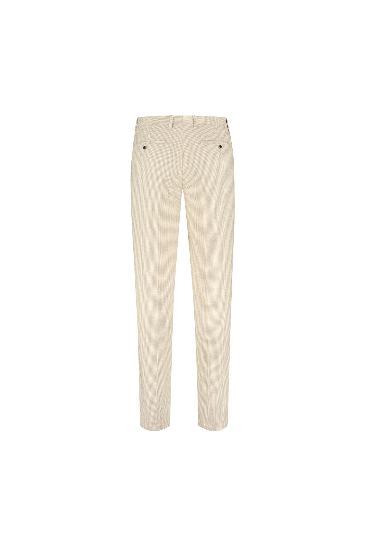 Pak pied-de-poule linnen-katoen beige