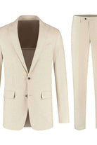 Pak pied-de-poule linnen-katoen beige