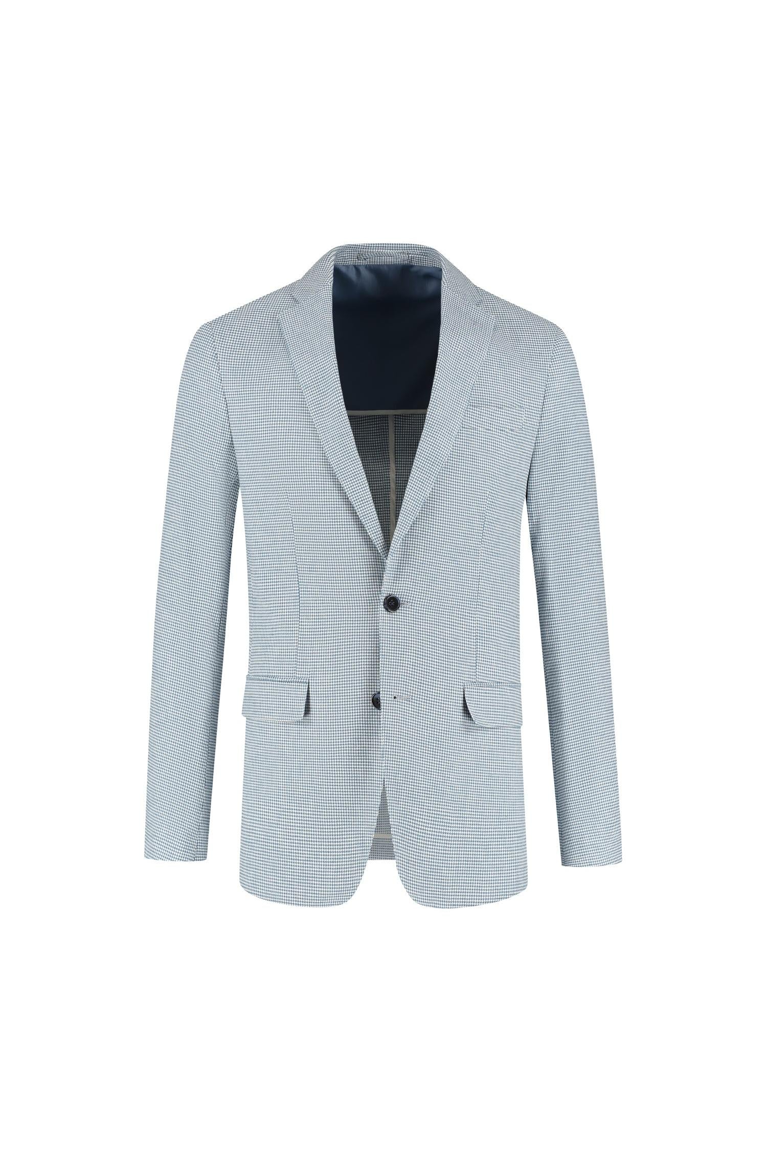 Pak pied-de-poule linnen-katoen blauw