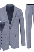 Pak structuur steenblauw 3-delig