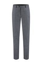 Pak wol tweed streep grijsblauw herenbroeken met ademende wol-tweed stof.
