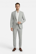 Pak melange Sheffield grijs, stijlvol grijs melange pak met rever en tweeknopsluiting.