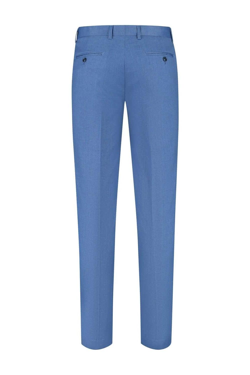 Pantalon linnenlook staalblauw