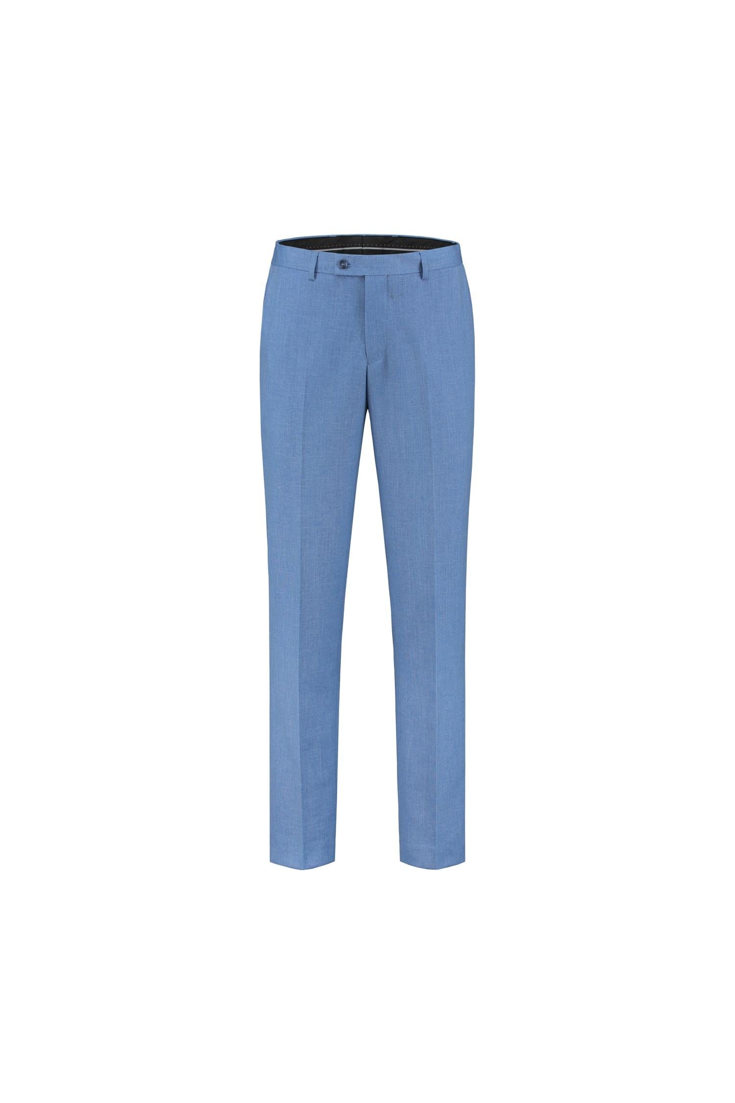 Pantalon linnenlook staalblauw