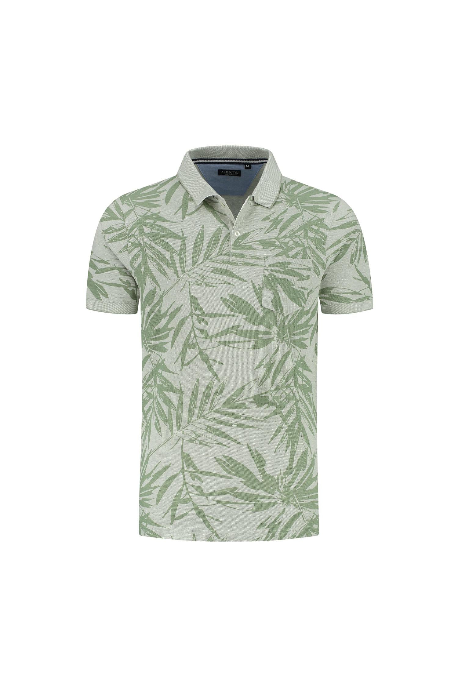 Polo bladprint mosgroen