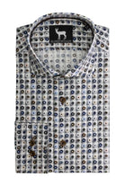 Ruit-bloemprint grijs