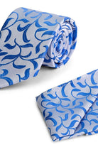 Set stropdas pochet zilver blauw