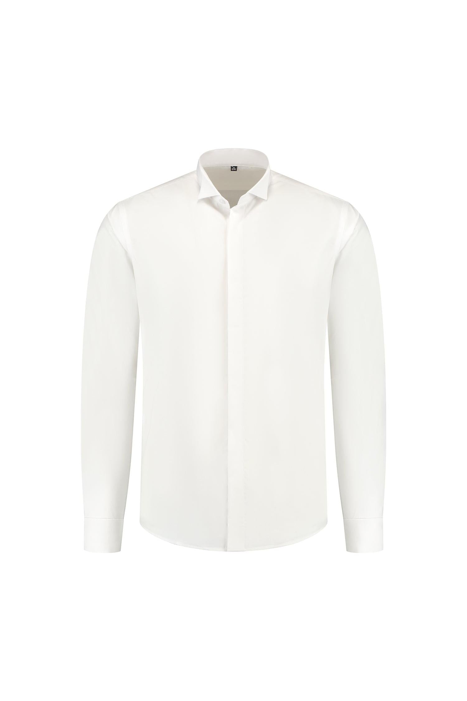 Smoking overhemd wingtip wit