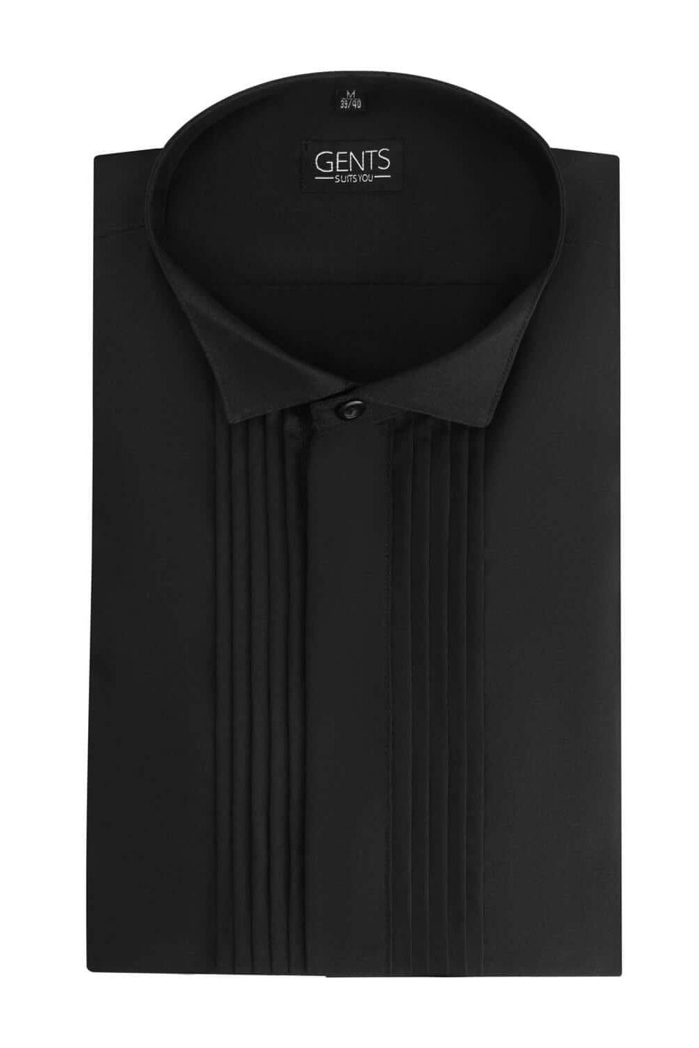 Smoking overhemd zwart plisse