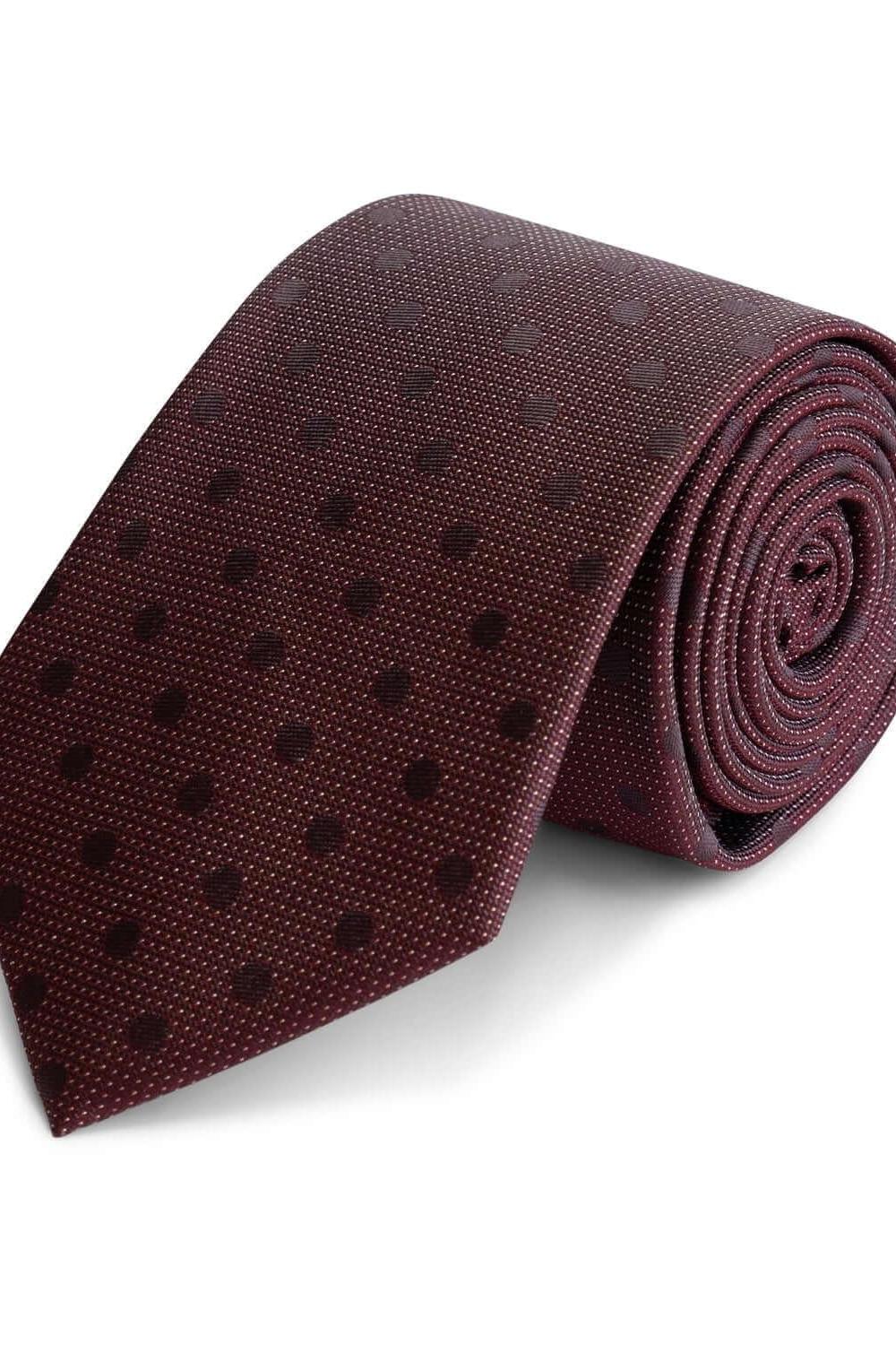 Stropdas zijde bordeaux met stip