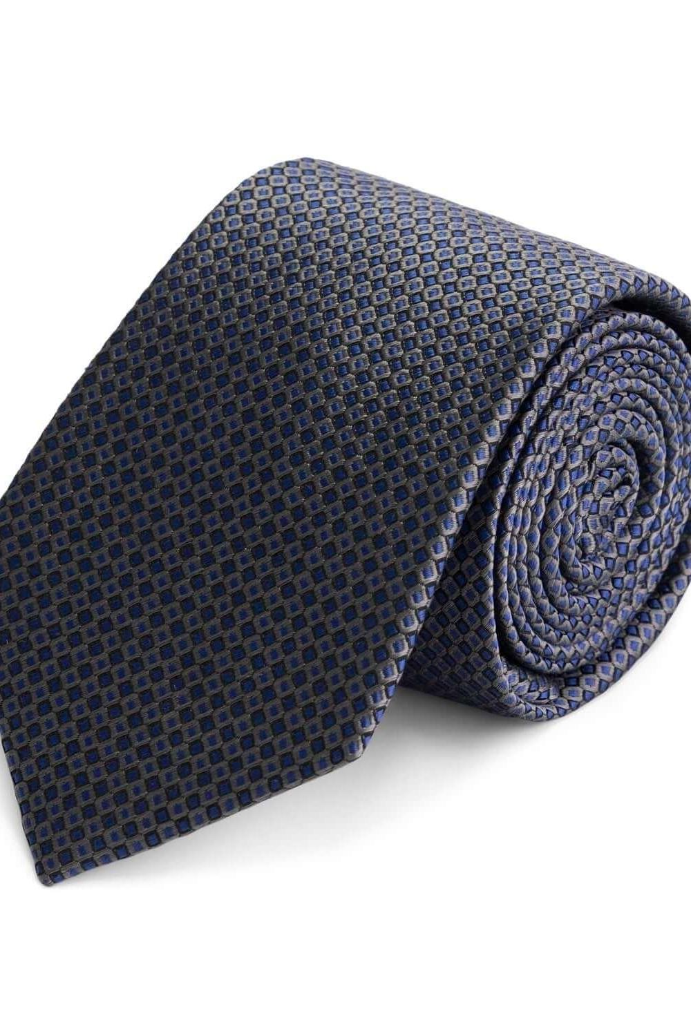 Stropdas zijde navy met ruit