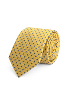 Stropdas zijde print stippel geel-blauw