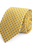 Stropdas zijde print stippel geel-blauw