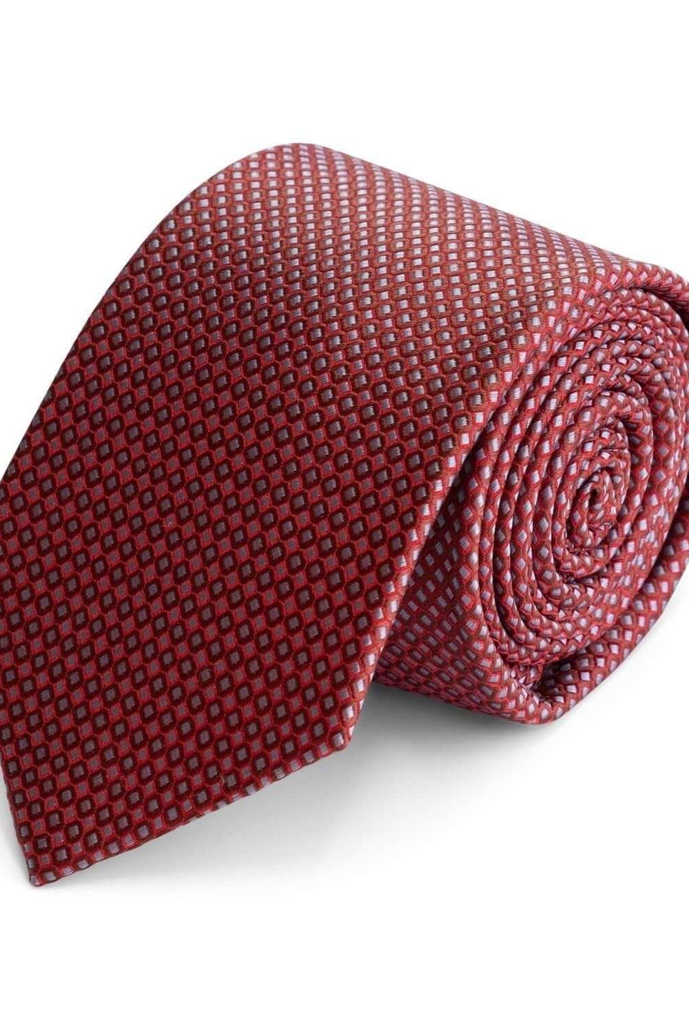 Stropdas zijde rood met ruit