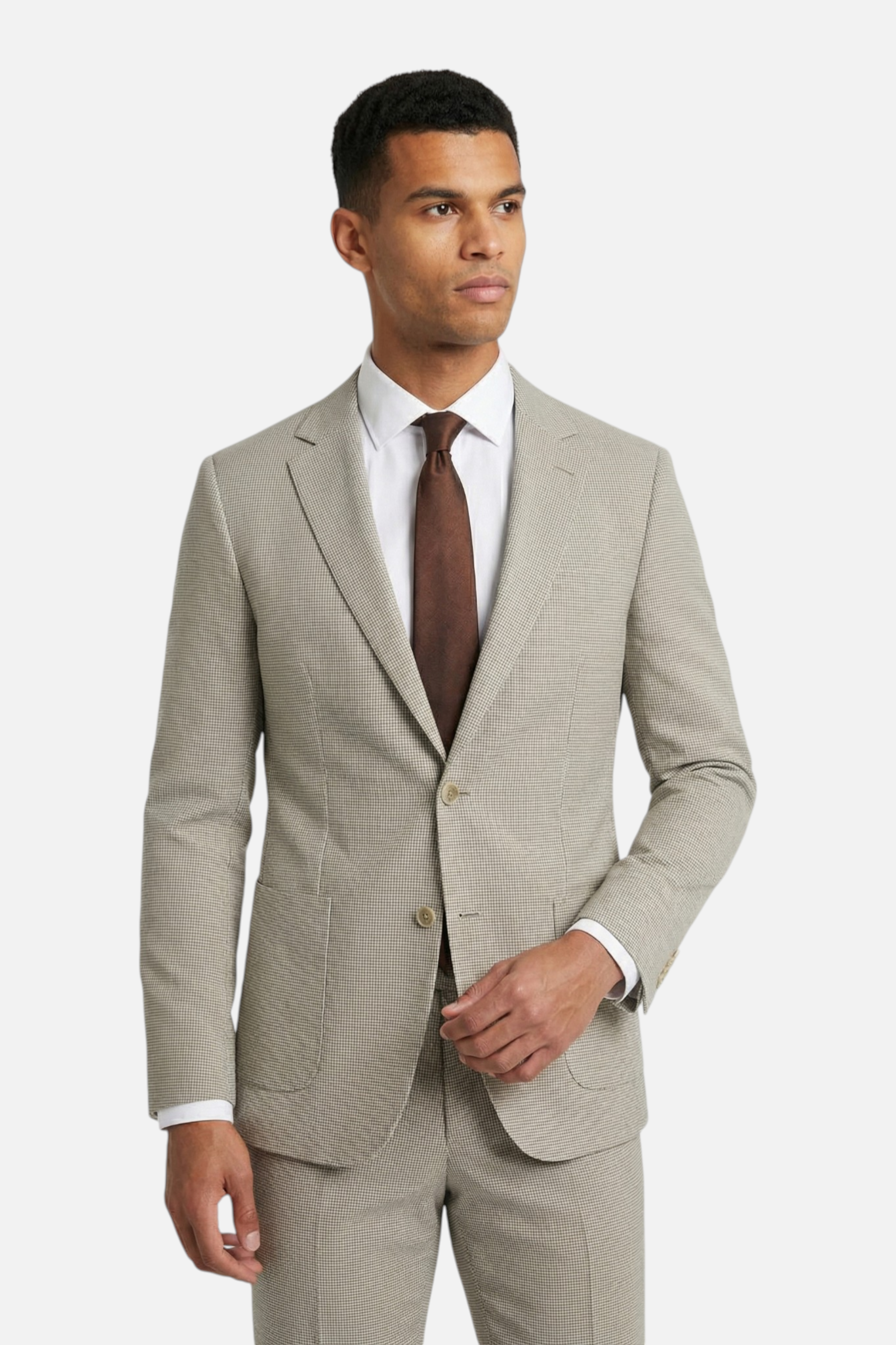 Colbert pied-de-poule beige