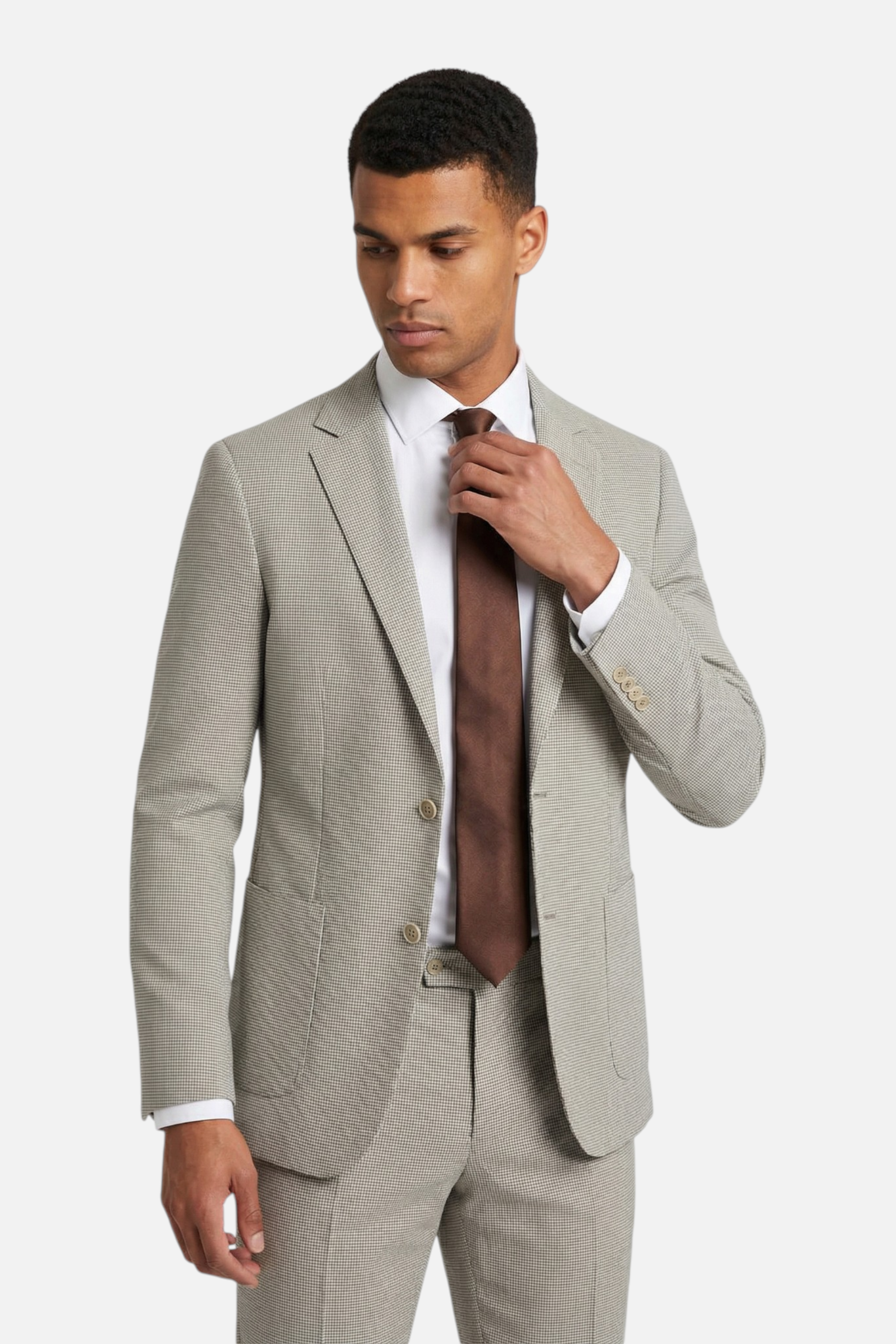 Colbert pied-de-poule beige