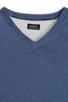 Trui V-hals softcotton blauw