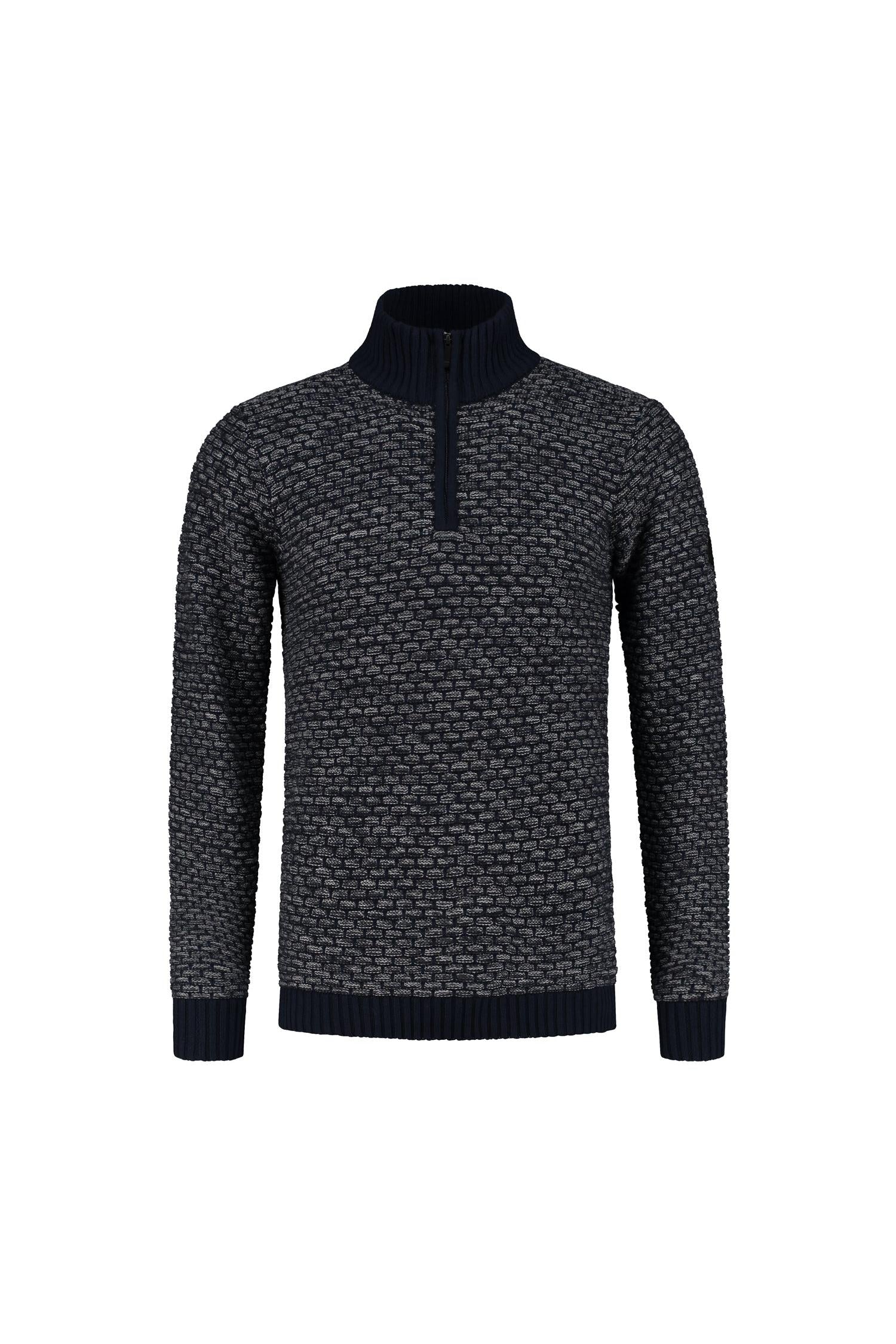 Trui halfzip structuur grijs