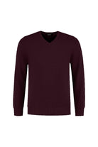 V-neck melange wijnrood