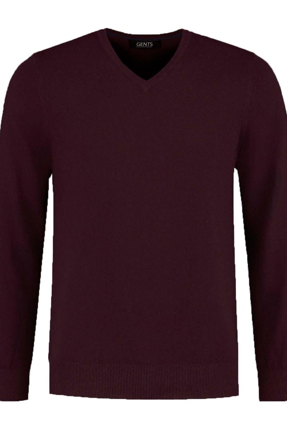 V-neck melange wijnrood