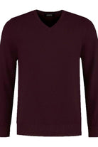 V-neck melange wijnrood