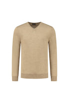 V-neck merinoblend camel