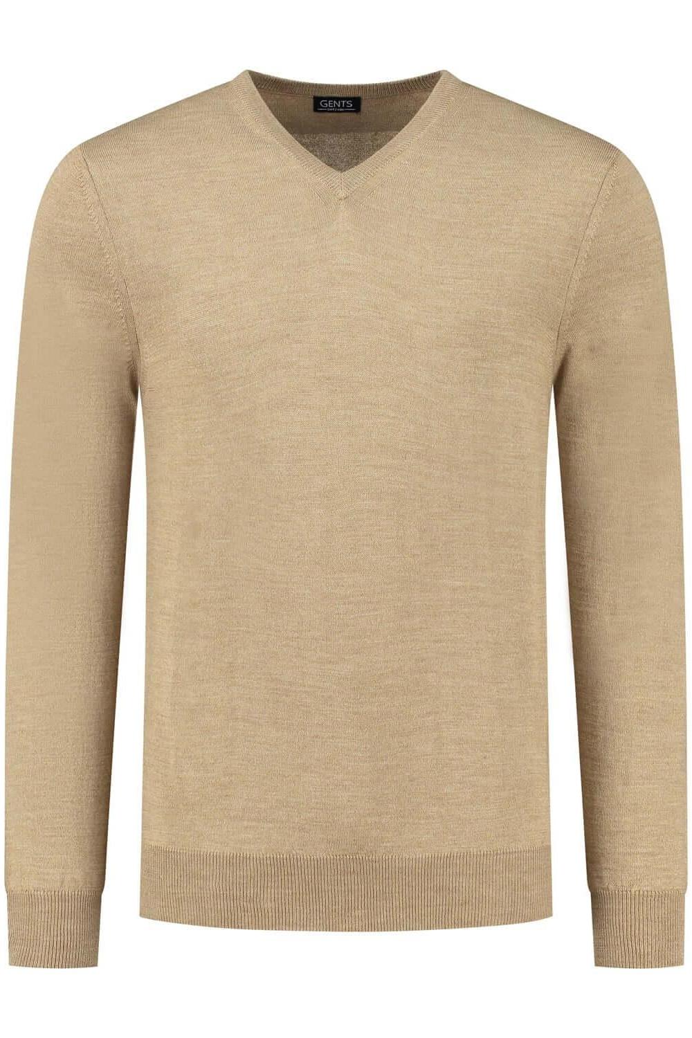 V-neck merinoblend camel