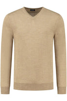 V-neck merinoblend camel