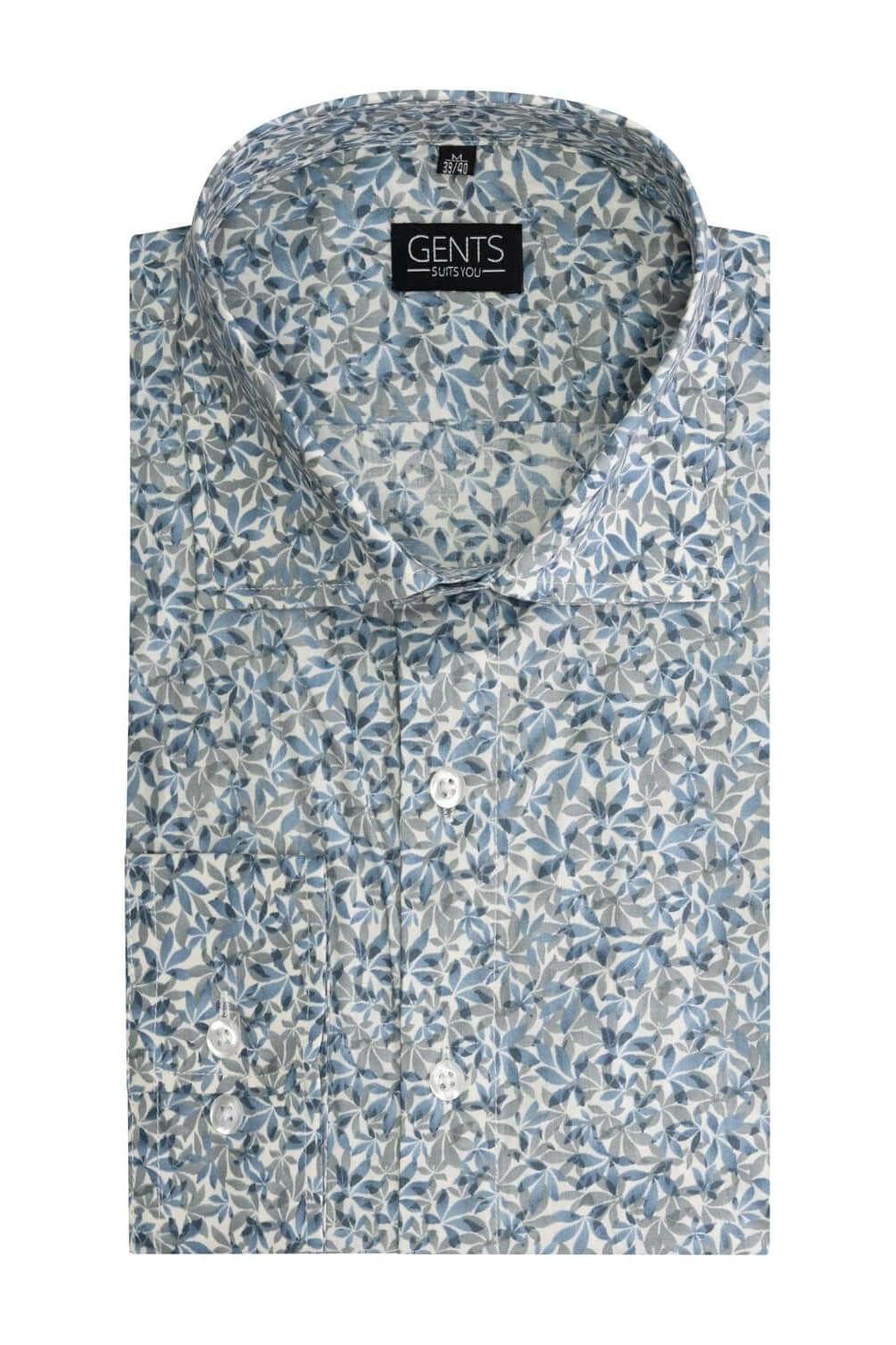 Bloemprint blauw - groen - Gents