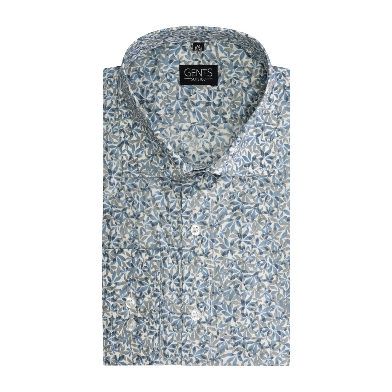Bloemprint blauw - groen - Gents