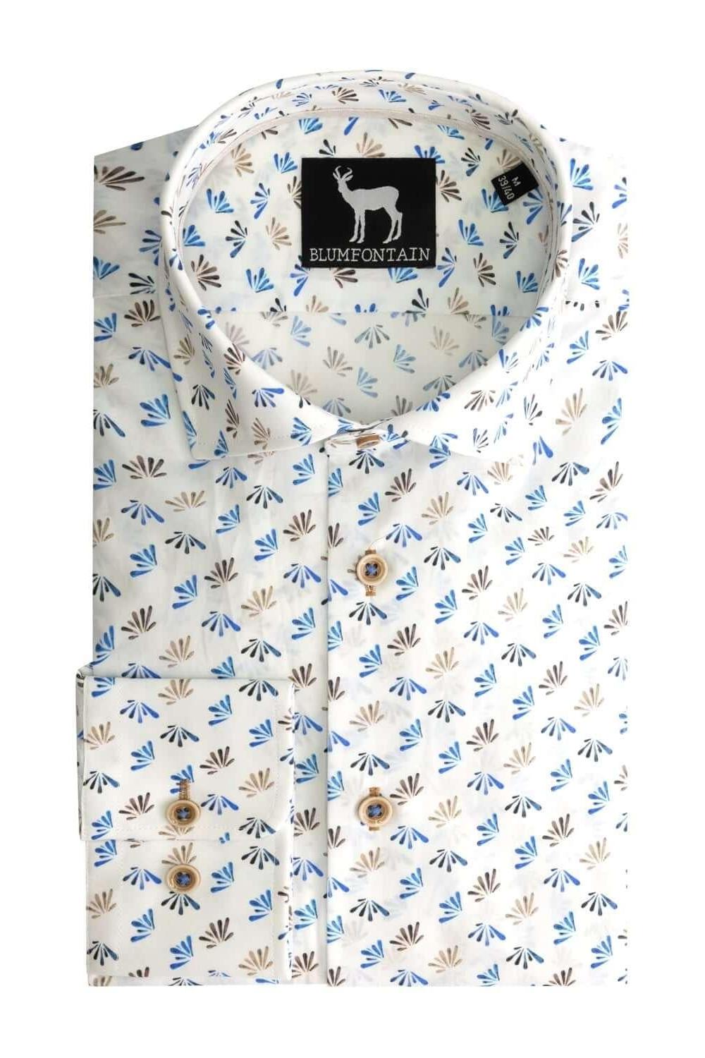 Blumfontain bloemprint blauw - bruin ML7 - Gents