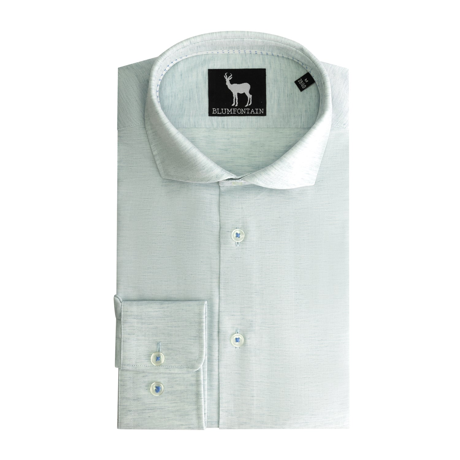 Blumfontain linnenprint uni groen - blauw - Gents