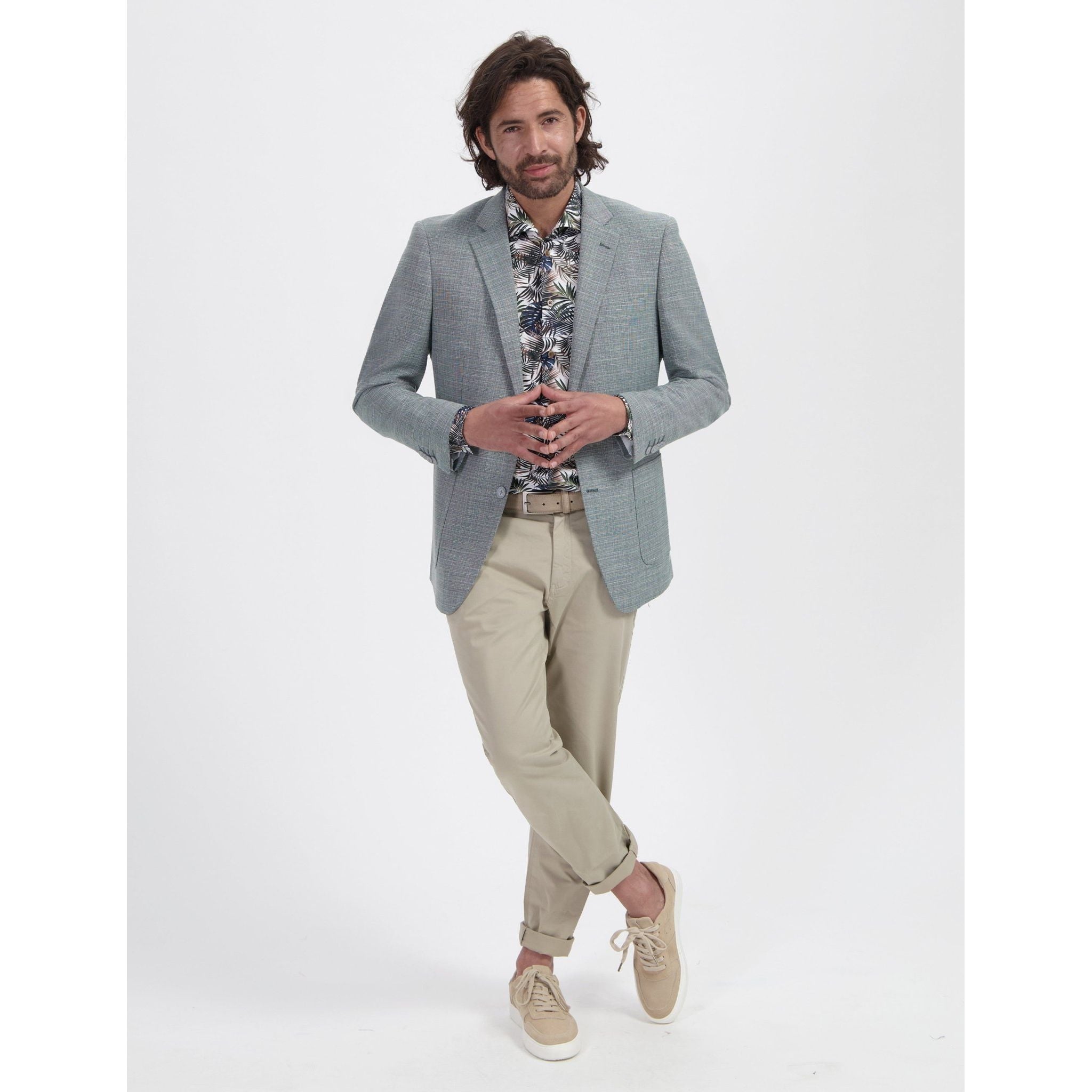 Blumfontain print palmblad groen - bruin - Gents