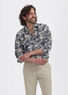 Blumfontain print palmblad groen - bruin - Gents
