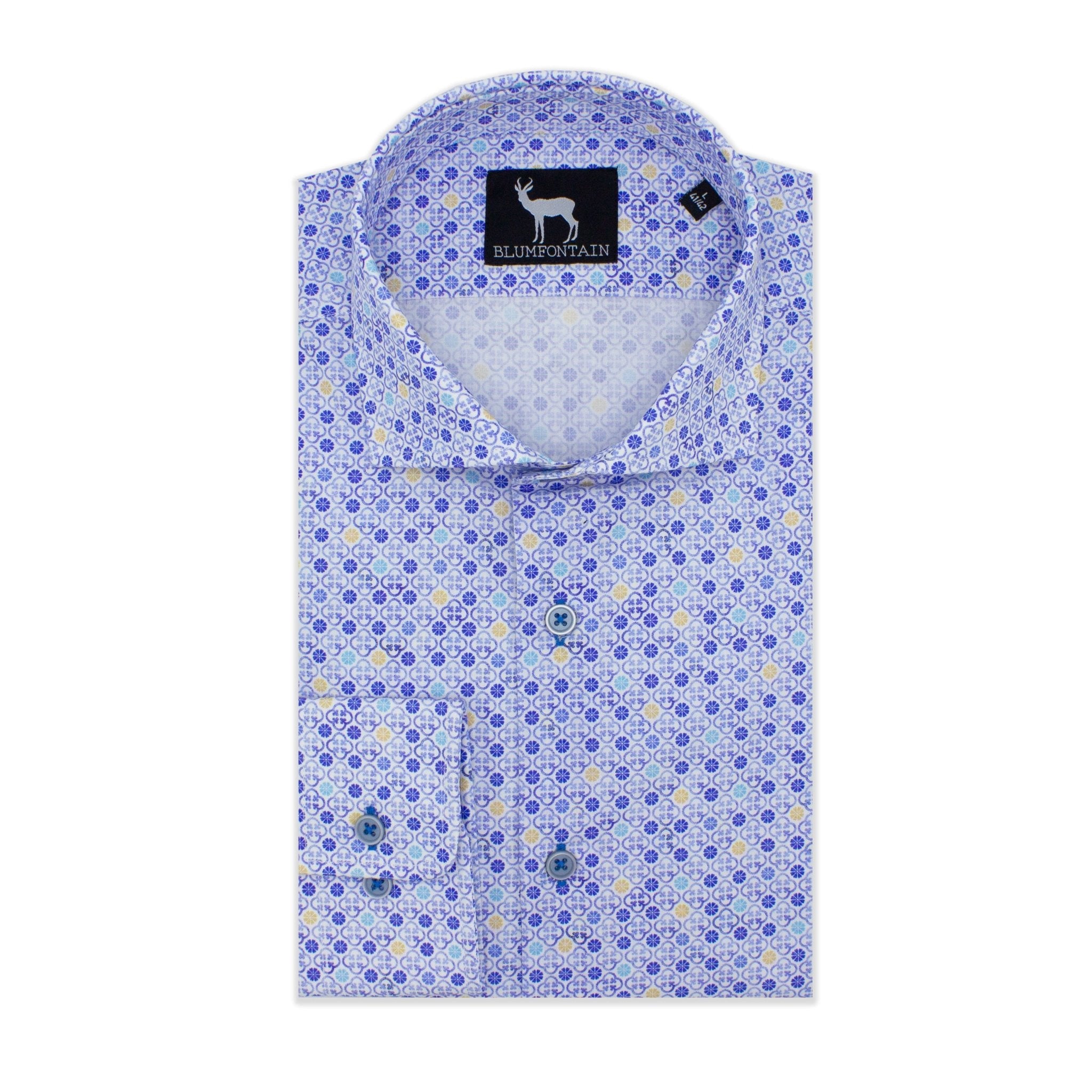 Blumfontain print wit - blauw - Gents