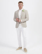 Colbert ruit katoen - linnen zand - Gents
