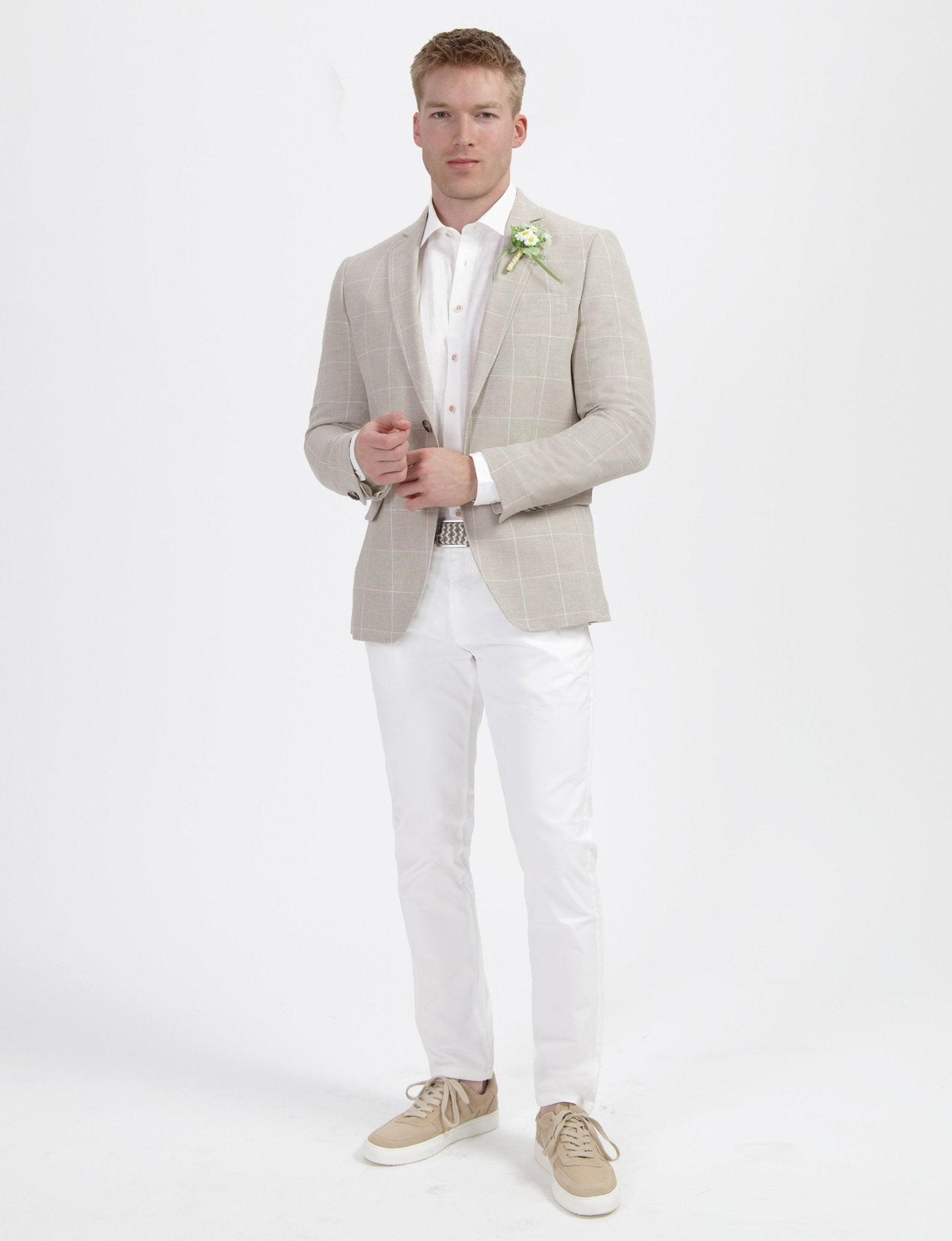 Colbert ruit katoen - linnen zand - Gents